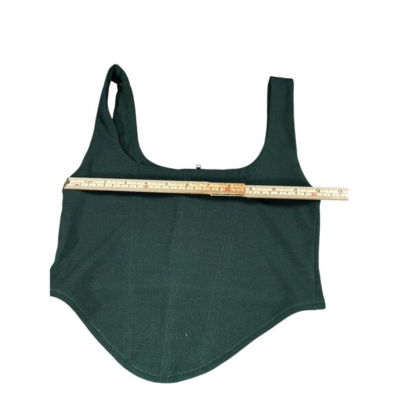 Dark Green Brooklyn Karma Ribbed Crop Top With Back Zipper Closure - Picture 4 of 8